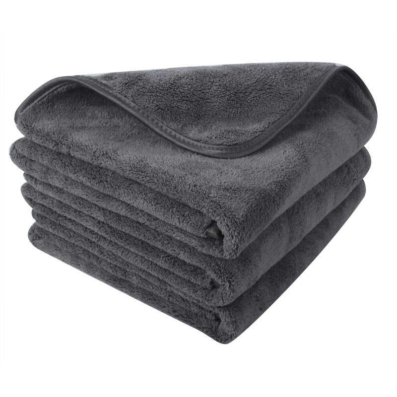 SINLAND Microfiber Car Drying Towels Ultra Absorbent,No Streaks,Scratches, or Water Spots,Wash Cleaning Auto Detailing Towels 380gsm 16inch x 24inch 3Pack Grey - Image 1